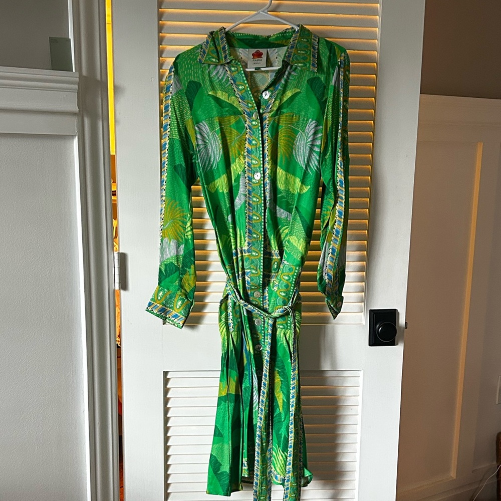 Farm rio Green and Yellow Long Sleeve Dress